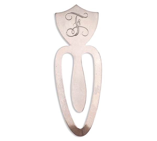 sterling silver 'F' letter initial bookmark