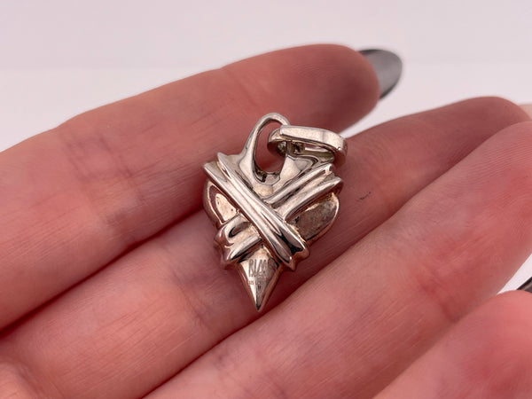 sterling silver heavy RLM Studios textured heart pendant