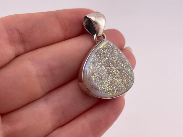 sterling silver druzy pendant