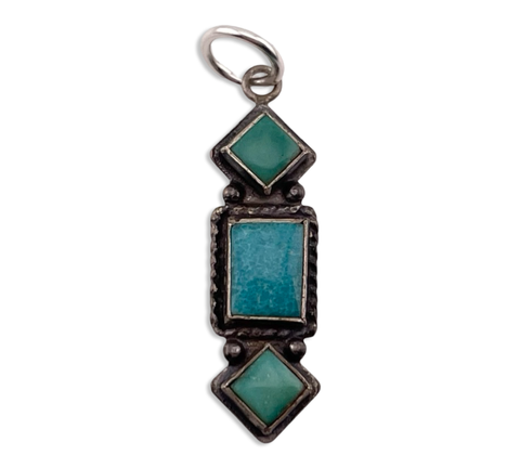 sterling silver turquoise three stone pendant