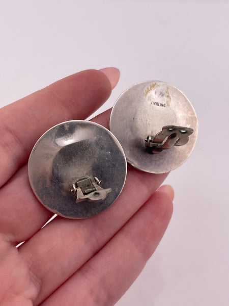 sterling silver stoneless circle clip on earrings