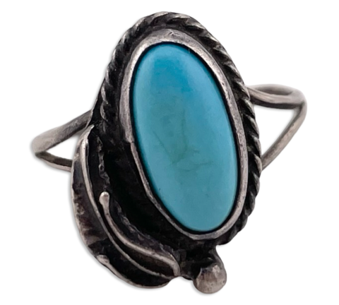 size 6.5 sterling silver synthetic turquoise ring