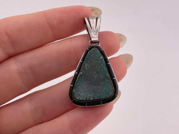 sterling silver druzy onyx pendant