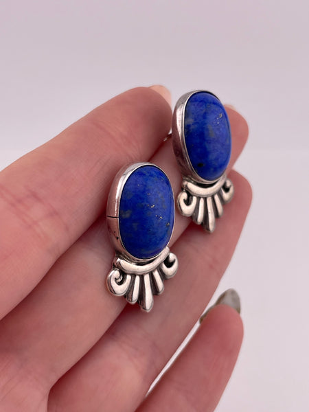 sterling silver lapis post earrings