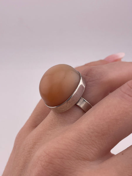 size 6.5 sterling silver peach moonstone ring