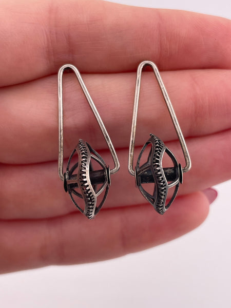 sterling silver textured spinning wheel post earrings