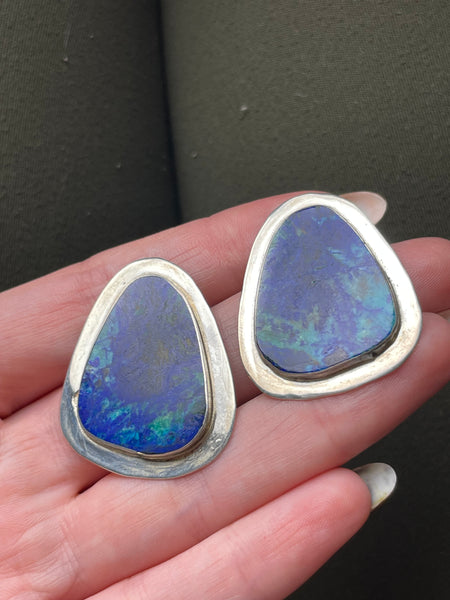 sterling silver Nick Garcia azurite post earrings