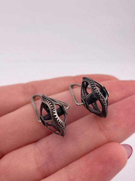 sterling silver textured spinning wheel post earrings