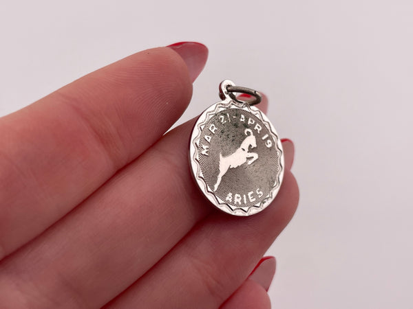 sterling silver Aries zodiac sign pendant **AS IS**