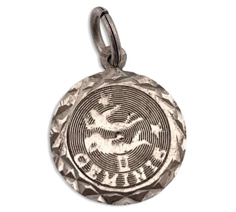 sterling silver Gemini zodiac sign pendant