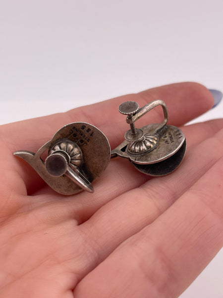 sterling silver designer Jopol Joan Polsdorfer MCM modernist screw back earrings