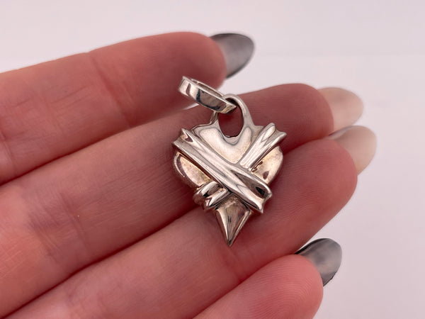 sterling silver heavy RLM Studios textured heart pendant