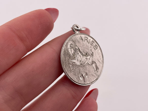 sterling silver Aries zodiac sign pendant