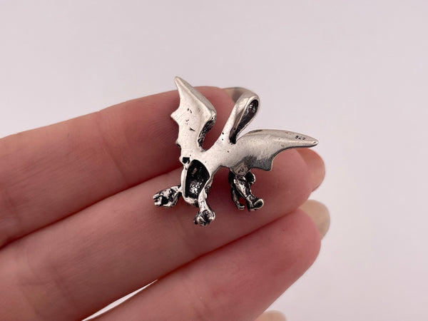 sterling silver dragon wings up pendant