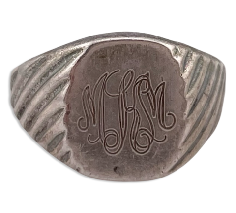 size 5 sterling silver "MKM" initials letters ring