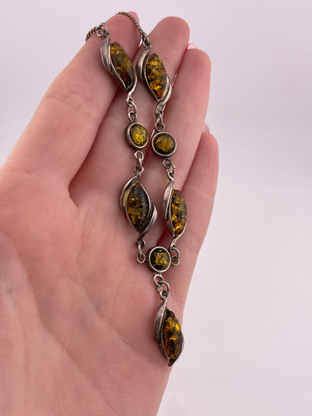 sterling silver amber necklace