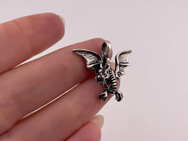 sterling silver dragon wings up pendant