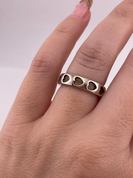 size 6.75 sterling silver heart band ring