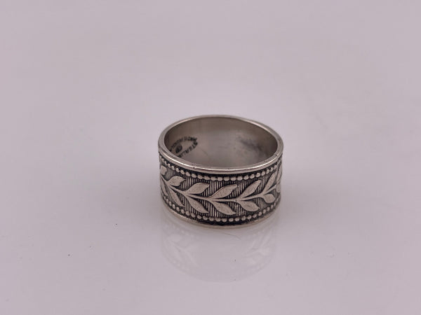 size 6.75 sterling silver Bernard Instone leaf band ring
