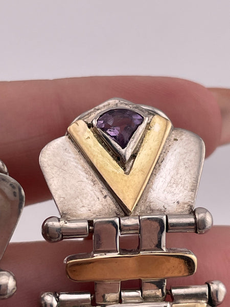 sterling silver & gold faceted amethyst & citrine door-knocker post earrings