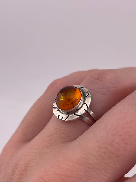 size 6.5 sterling silver amber ring