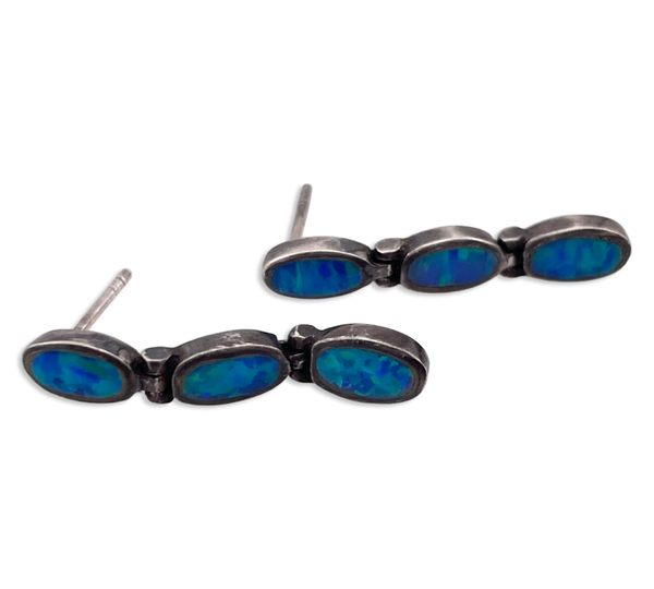 sterling silver synthetic opal hinge post earrings