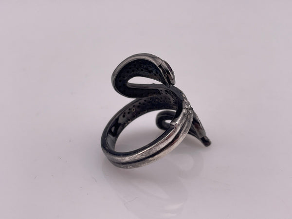 size 6.75 sterling silver rhinestone spinel snake ring ***AS IS***