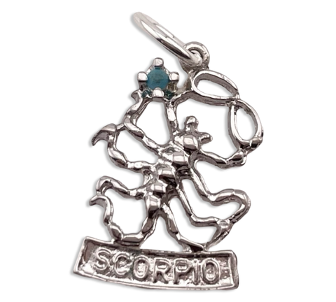 sterling silver Scorpio zodiac sign pendant