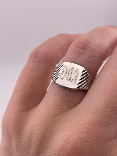 size 6.75 sterling silver 'DJM' initials signet ring
