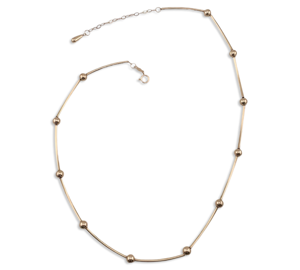 14k yellow gold 16-18" ball spacer necklace
