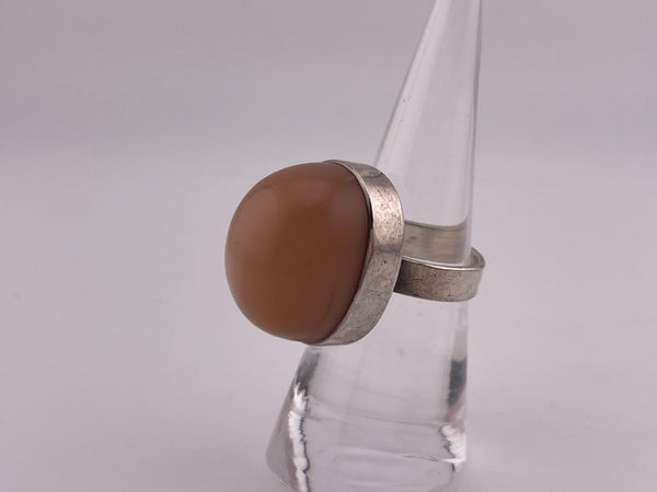 size 6.5 sterling silver peach moonstone ring