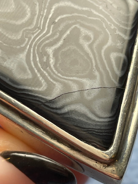 size 7.75 950 silver designer Barry Brinker chunky psilomelane ring