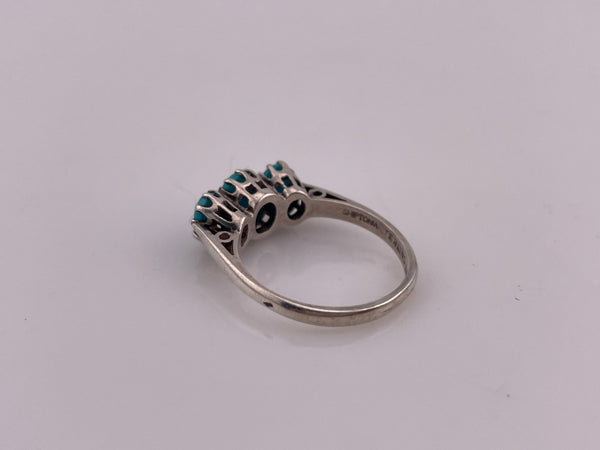 size 7.75 sterling silver triple synthetic turquoise ring