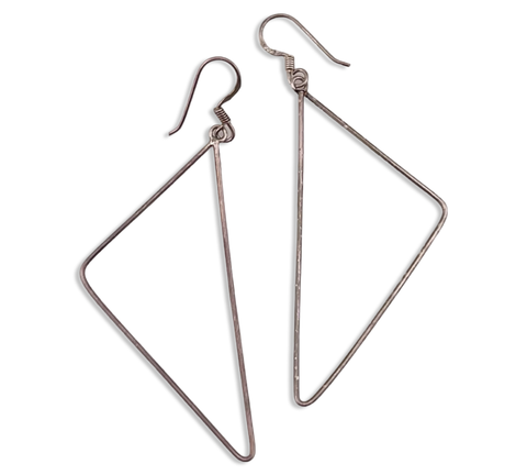 sterling silver triangle hook dangle earrings