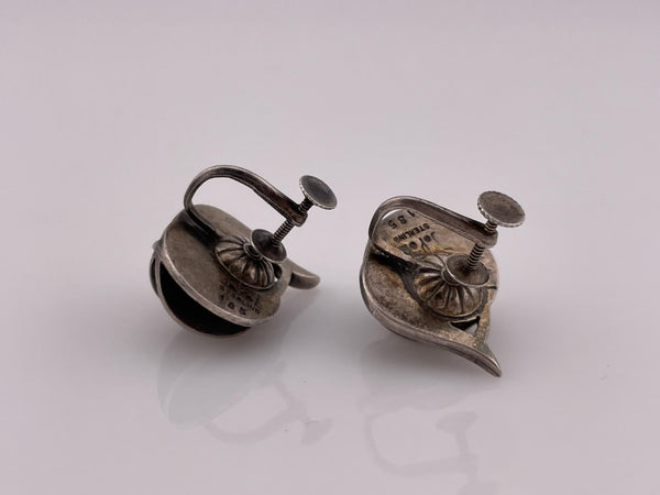 sterling silver designer Jopol Joan Polsdorfer MCM modernist screw back earrings