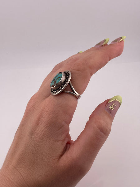 size 6.75 sterling silver Earl Chee Jr turquoise ring