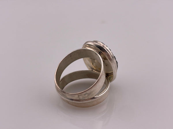 size 6.75 sterling silver blue druzy DTR ring