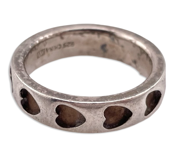 size 6.75 sterling silver heart band ring