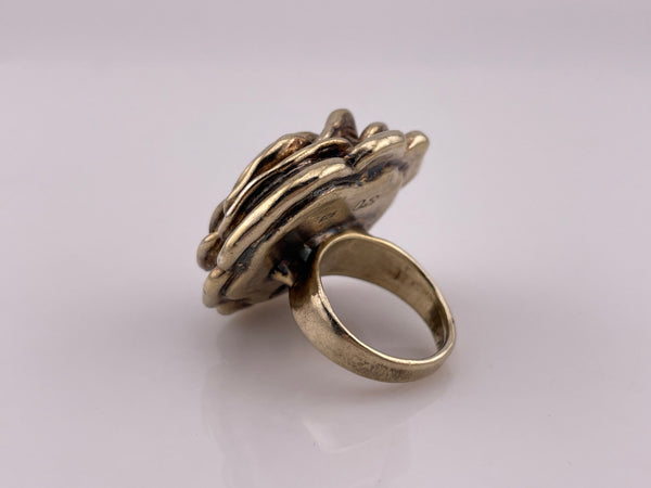 size 6.75 sterling silver gold wash electro-form rose flower ring ***AS IS***
