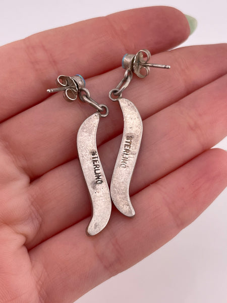 sterling silver synthetic opal post dangle earrings