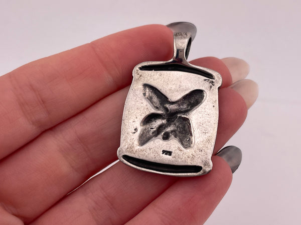 sterling silver heavy stoneless butterfly insect pendant