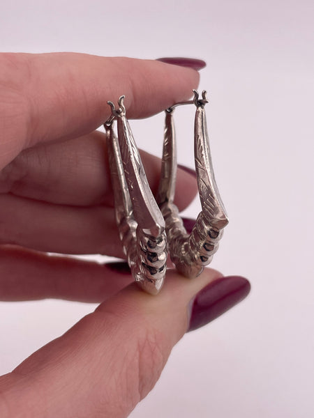 sterling silver puffy etched hoop earrings