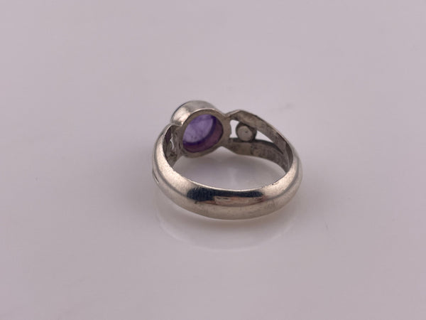size 8.75 sterling silver circle amethyst ring