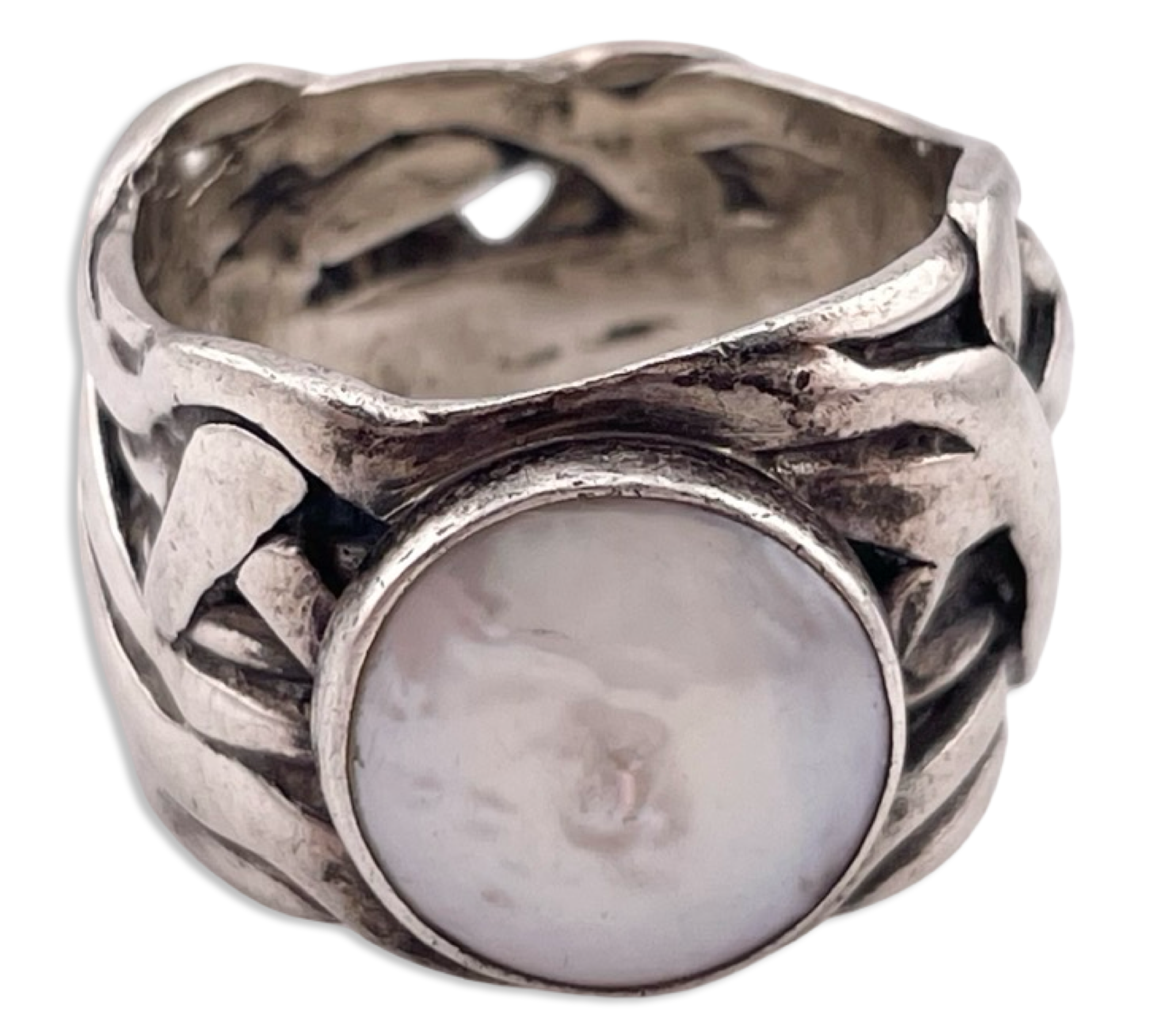 size 8.25 sterling silver Silpada wide band pearl ring