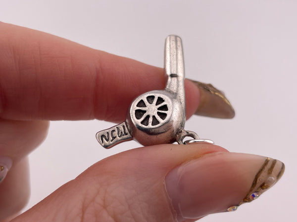 sterling silver artisan solid hair dryer pendant