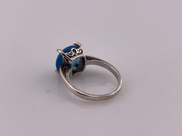 size 6.75 sterling silver blue glass ring