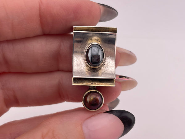 sterling silver hematite pearl pendant