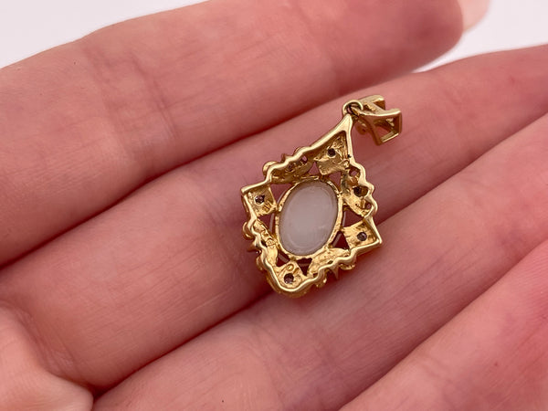 14k yellow & white gold opal diamond pendant