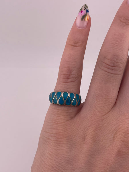 size 5.5 sterling silver synthetic turquoise ring