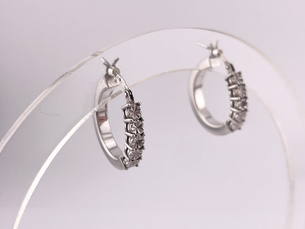 sterling silver 3/4" hoop diamond earrings